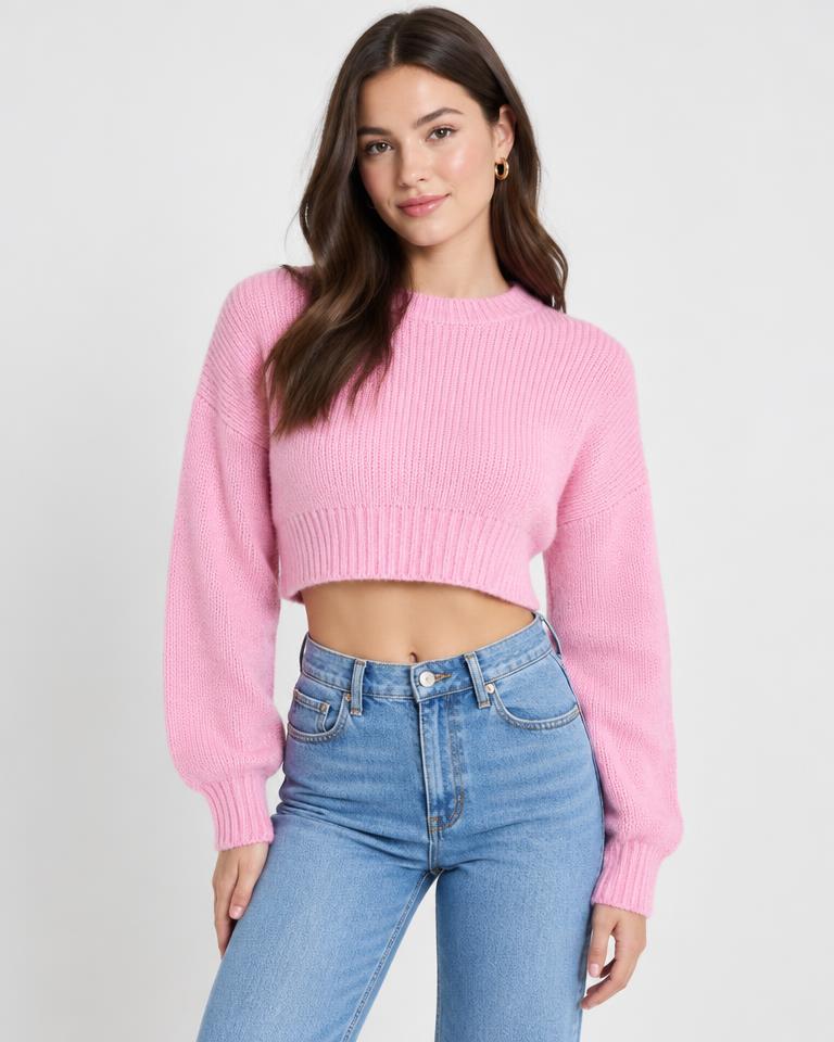 Cropped Tricô Rosa
